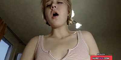 Charming amateur blonde sucks a dick and gets shagged in POV scene