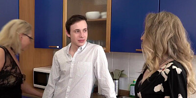 Two Horny Mature Sluts Seduce a Young Man And They End Up Having a Threesome