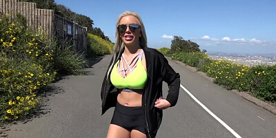 Hot Busty MILF Nina Elle Sucks a Big Dick on a Hike