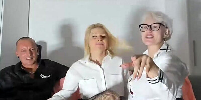 Experienced pornstar Angel Wicky is teaching young couple how to fuck