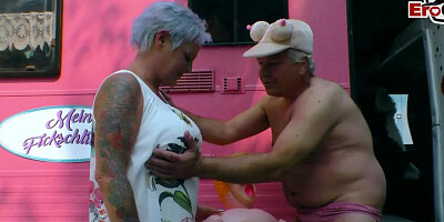 Naughty German MILF is sucking hard prick and gets shagged