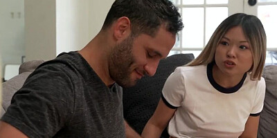 Asian and blonde girls invited their mutual buddy for a threesome