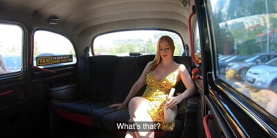 Thick ass ginger cutie is sucking off and riding the taxi driver's huge dong