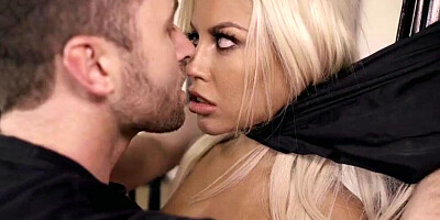 Astonishing blonde cougar Bridgette B is shagged on the couch