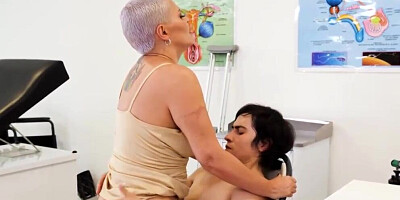 Short-haired blonde MILF is having fun with big-dicked stepson