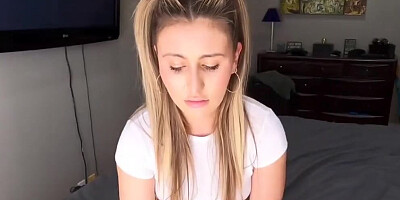 Seduced babe giving head while POV stuffed by stepdad