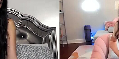 Two girlfriends are rubbing their pussies over Skype for one another