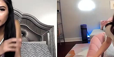 Two girlfriends are rubbing their pussies over Skype for one another
