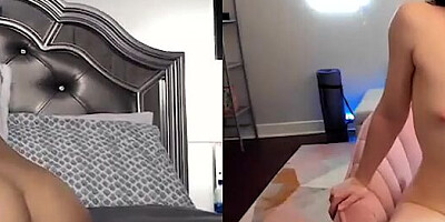 Two girlfriends are rubbing their pussies over Skype for one another