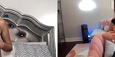 Two girlfriends are rubbing their pussies over Skype for one another
