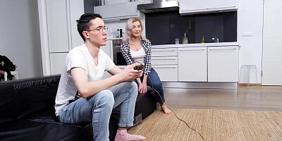 SISPORN. Russian blonde in really short skirt satisfies her stepbrother