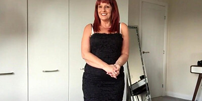 Slutty redhead mom gives JOI while posing in sexy lingerie