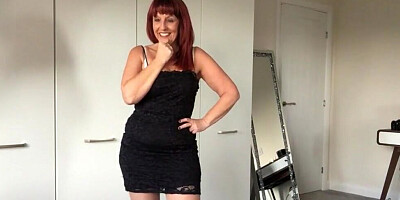 Slutty redhead mom gives JOI while posing in sexy lingerie
