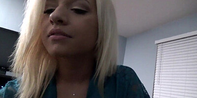 Blonde chick is filmed POV-style while playing with hard dick