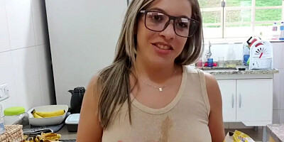 Nerdy MILF is filmed while walking around in that short skirt