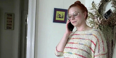 BBW ginger lady is engaged in passionate solo masturbation