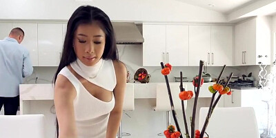 Asian minx got horny during the dinner and wanted lover's johnson