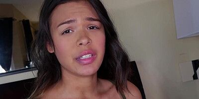 POv sex video shows Kat Arina sucking and riding hard cock