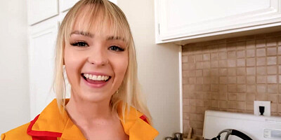 POV blonde doll adores being on her knees and giving blowjobs