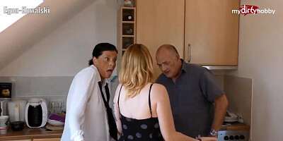 Mature couple loves having fun with young people