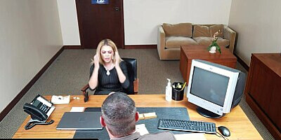 Perv Principal Strips Down Busty Stepmom Vivianne DeSilva And Drills Her Plump Pussy With His Desk