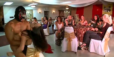 Girls get horny with dick in the room