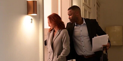 Redheaded beauty angling for a facial after BBC screwing