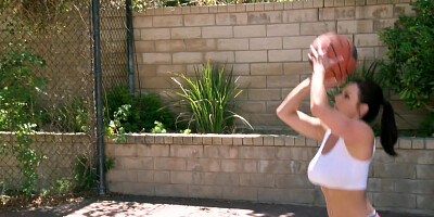 Busty MILF coach copulates with a guy on the ground