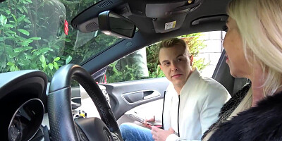 Busty MILF is drilled with a cucumber and fucked by a stepson