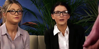 Sweet nerdy chicks are taking about sex during this interview