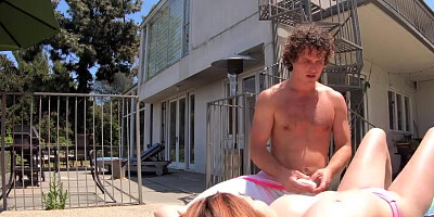 SPYFAM Pervert Step Bro Stalks Step Sister Sunbathing