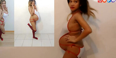 Aliah is 9 months pregnant and tries on clothes that she wore for photo shoots