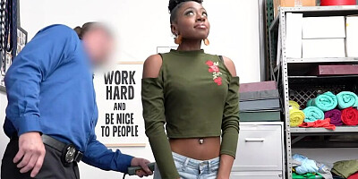 Shoplifter Anne Amari is strip-searched and fucked by security officer