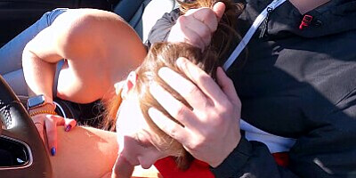 Cute girl-hitchhiker agreed to give a blowjob for money - Public Agent