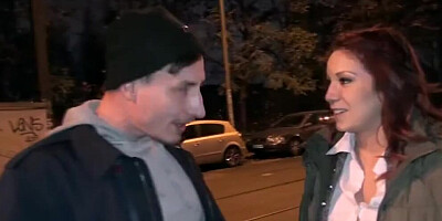 Amateur ginger gal got picked up by horny boys for a quick blowjob in public