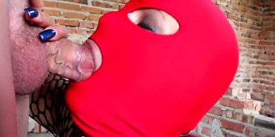Exclusive Blowjob From Milf With Big Tits & Facial POV with Mask