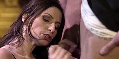 Busty MILF Sensual Jane is tit-fucked while sucking hard pecker
