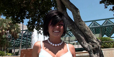 Spicy brunette with tattoos and piercings is cuddling her twat