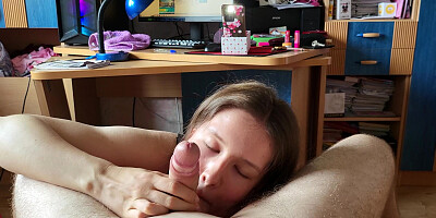 Hot Amateur Brunette Rimming Guy - Face Fucking and Facial