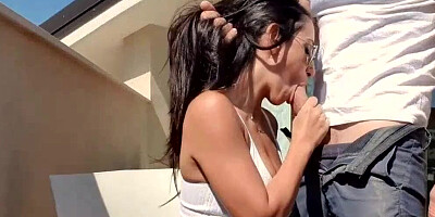 Lovely brunette Danika Mori is being fucked on the balcony