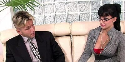 Milf in red stockings and underwear getting anal sex in her big ass