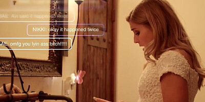 Black prom king has two white hussies sharing his giant pecker in a threesome