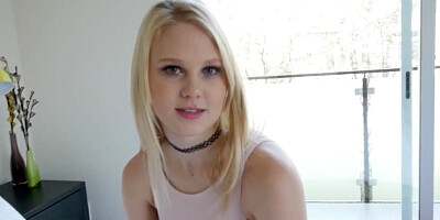 Close-up video shows petite blonde Lily Rader getting a cock