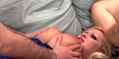 Busty blond cop sharing hard cocks with another cutie