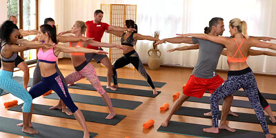 FitnessRooms Groups Yoga Session Ends with a Sweaty Creampie