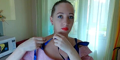 Caught my sexy stepsister recording her masturbation for her fans and fuck her little tight pussy