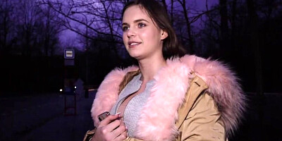 Cute brunette was approached by a horny stranger for quick sex in public