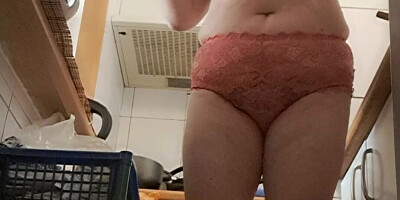 cooking in thongs for my stepson