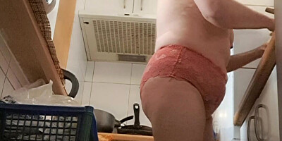 cooking in thongs for my stepson