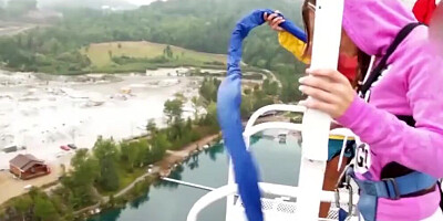 Lane Sisters Outdoor Threesome with Bungee Instructor